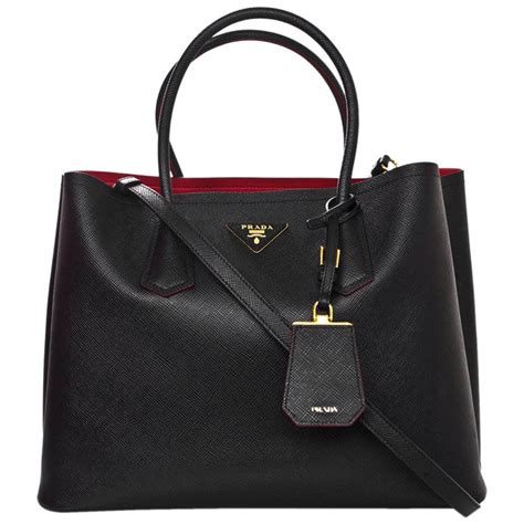 prada double handle leather bag|Prada leather bags women.